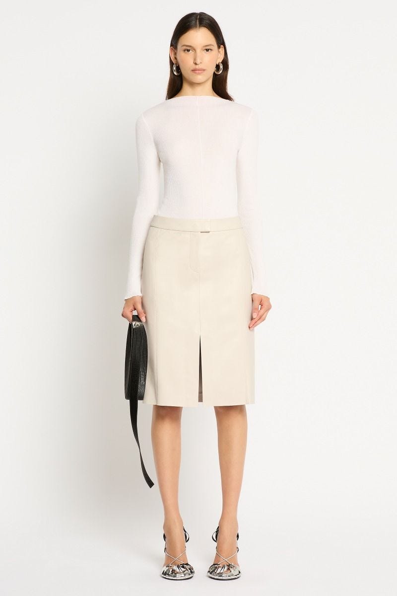 Beige pink leather skirt shop