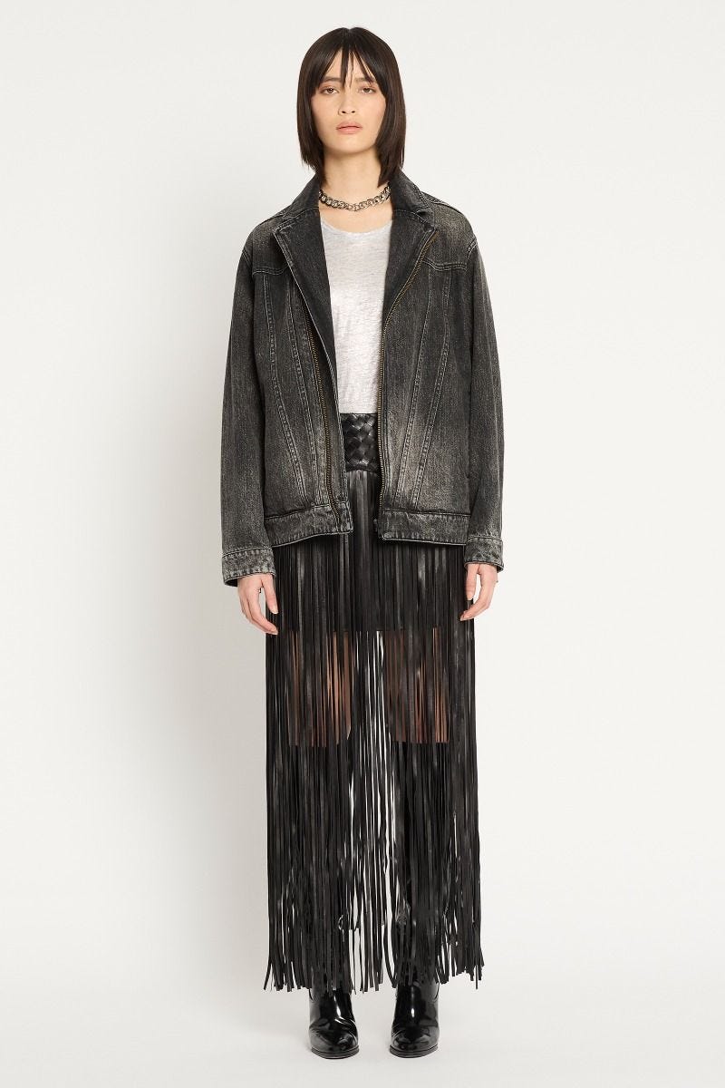 Black denim store jacket designer
