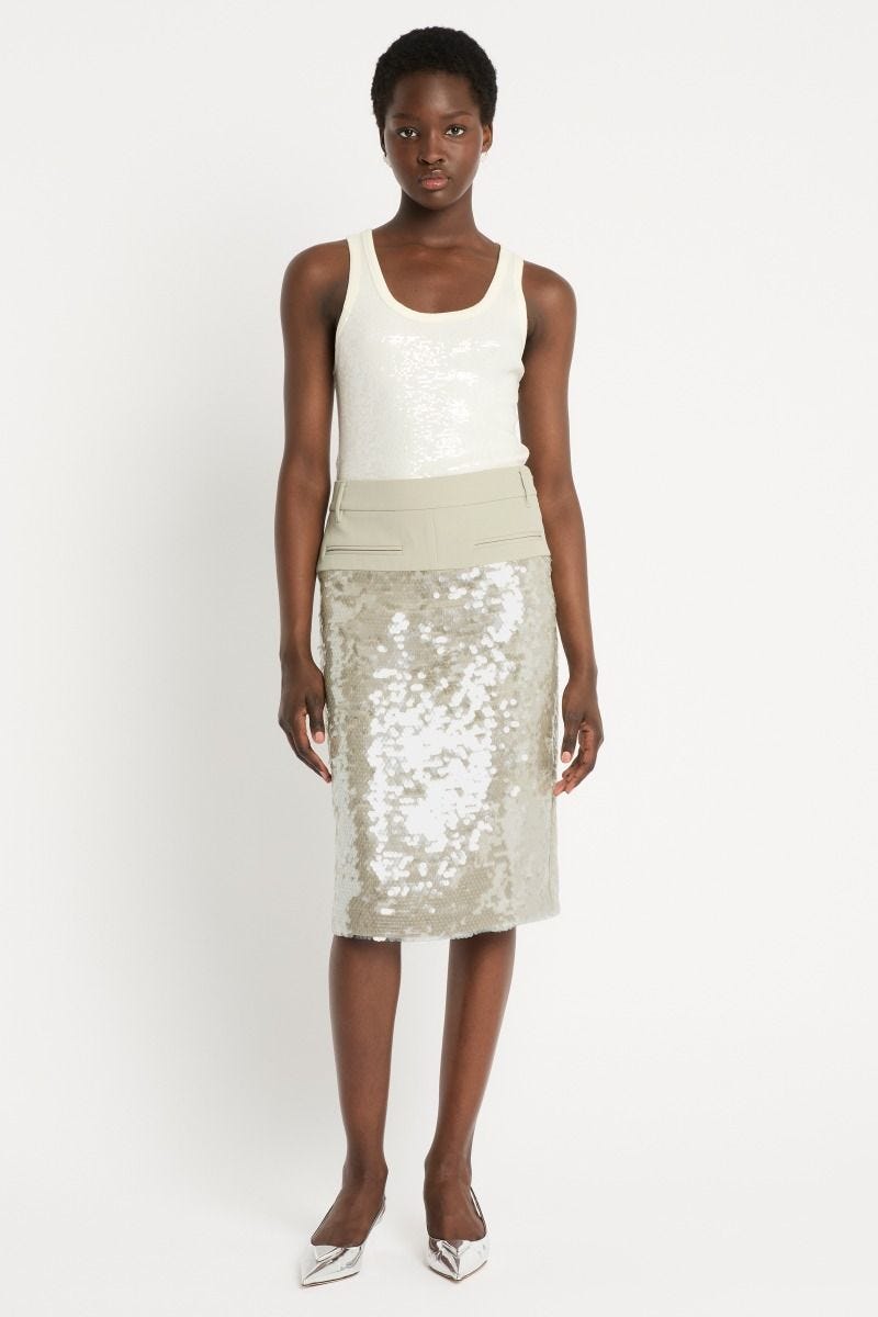 Gold sequin skirt in store clearance