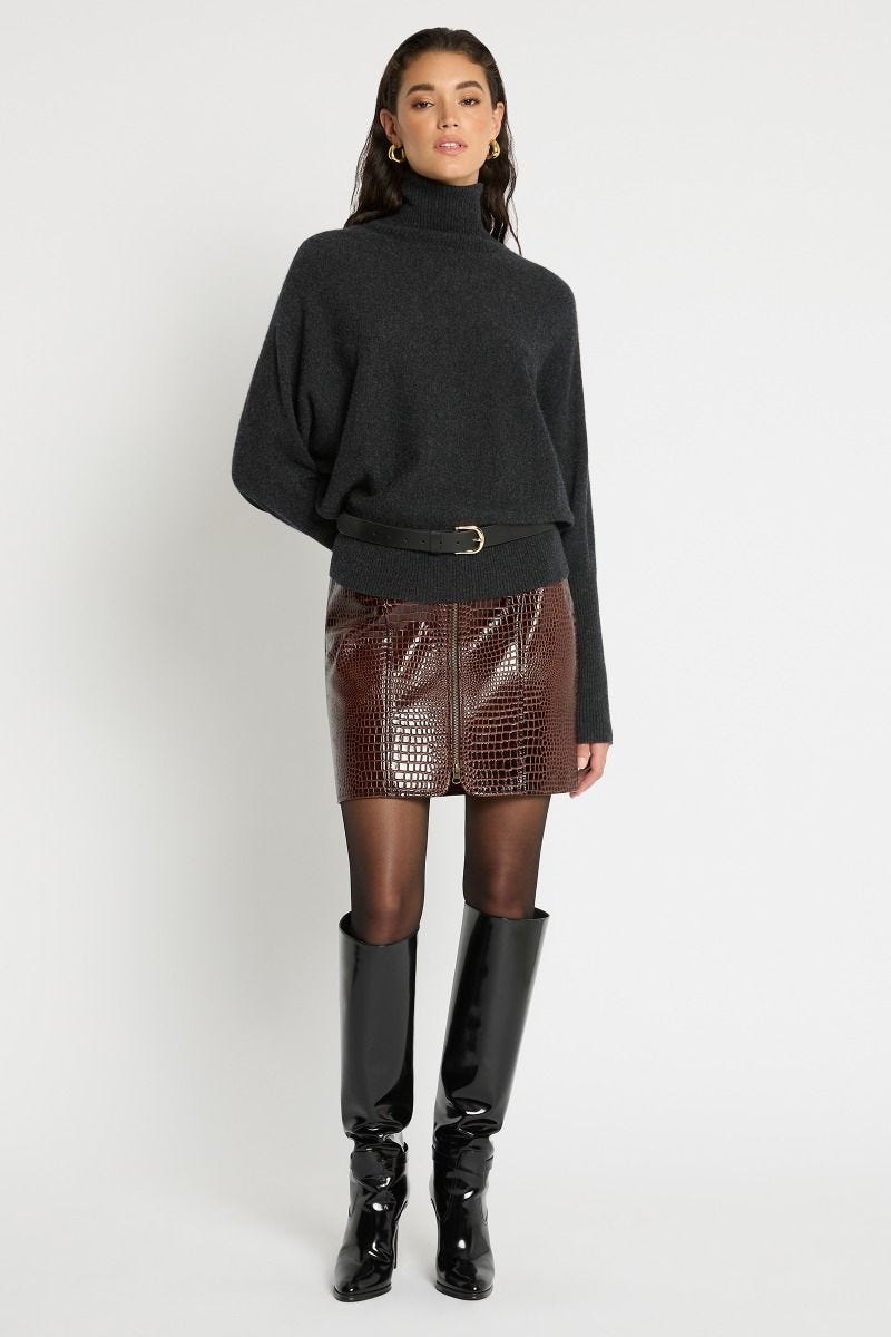 Brown leather skirt nz new arrivals