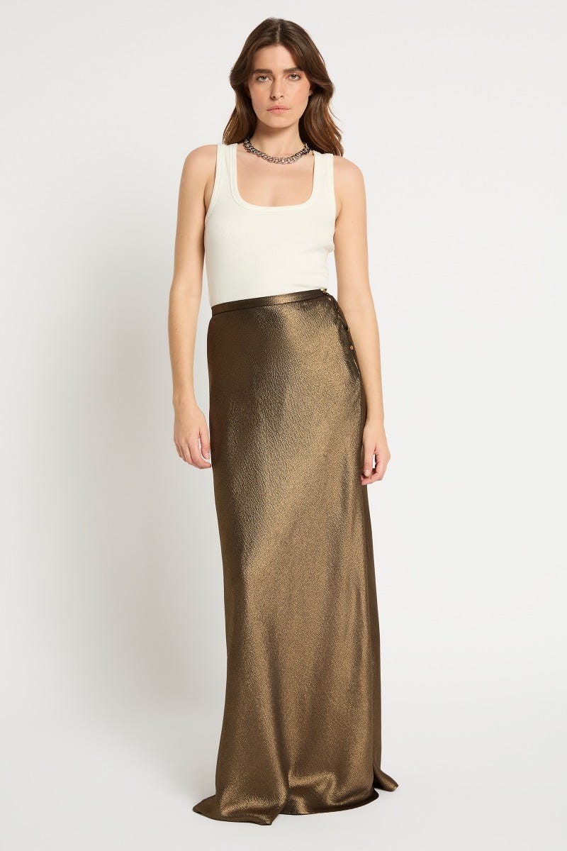 Gold on sale maxi skirt
