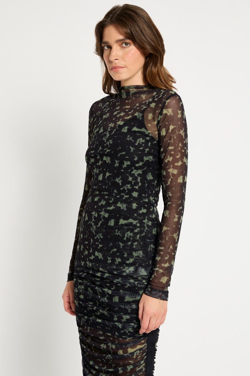 Dress with mesh top hot sale