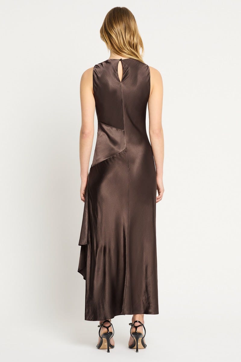 Theory draped silk maxi dress sale