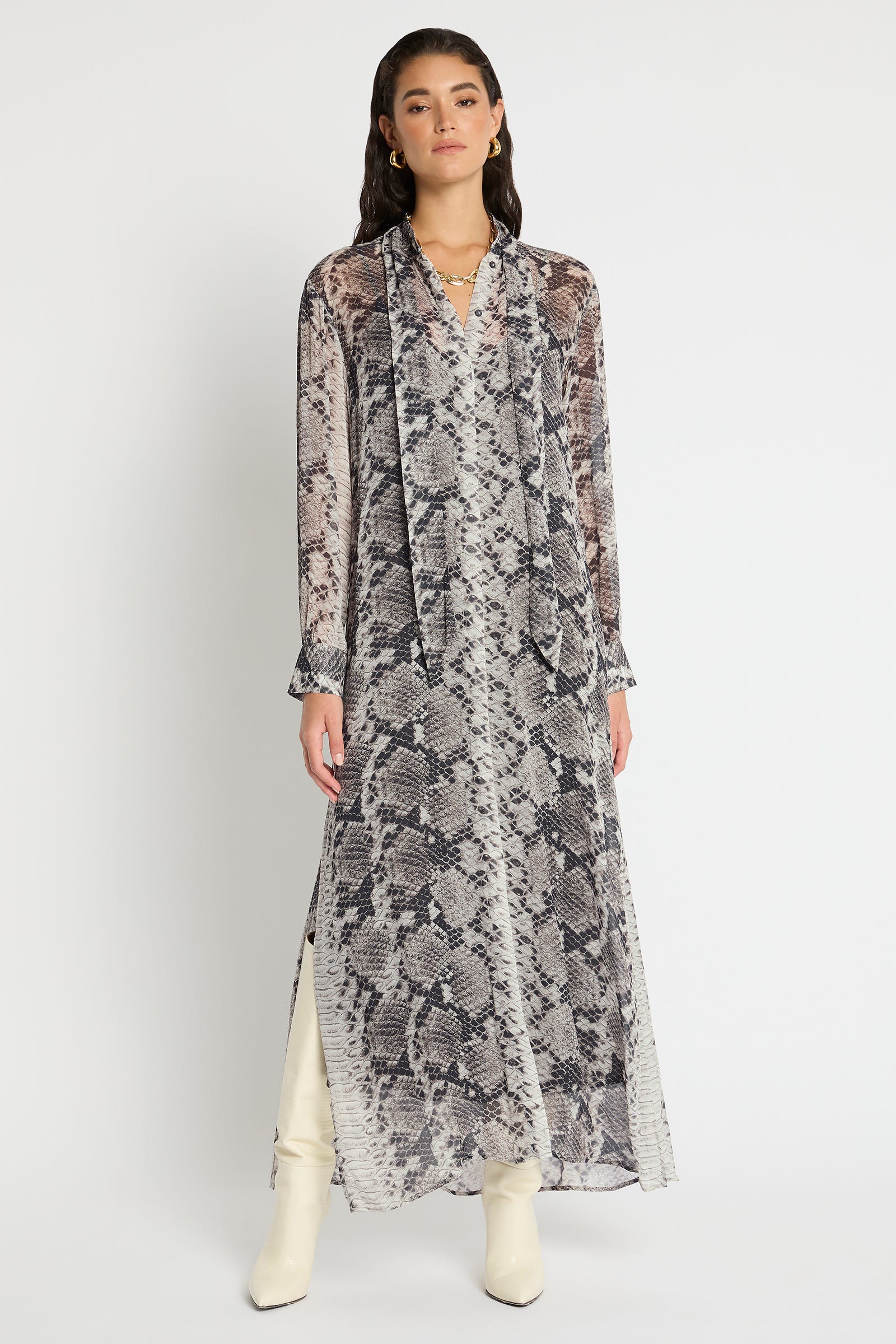 Long snake print shirt dress sale
