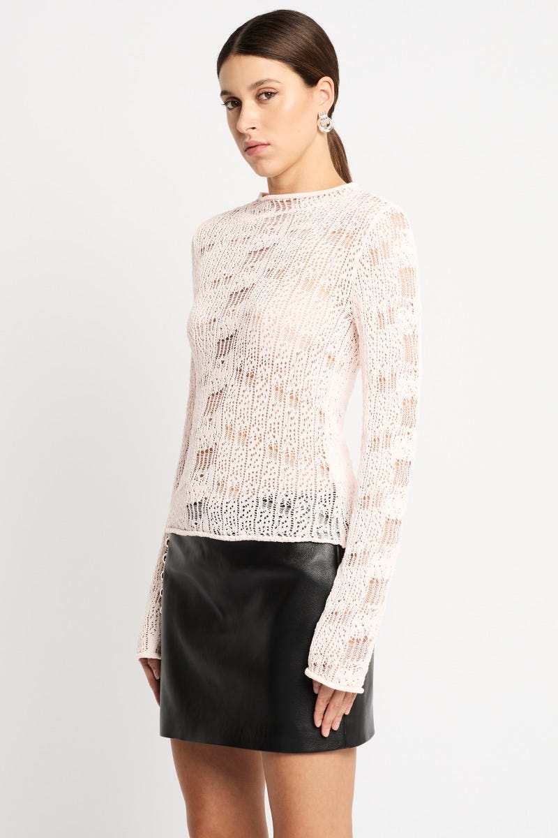Sass & Bide | Women's Laddered Lady Knit Top in Ice Pink Sass & Bide | Women's Laddered Lady Knit Top in Ice Pink