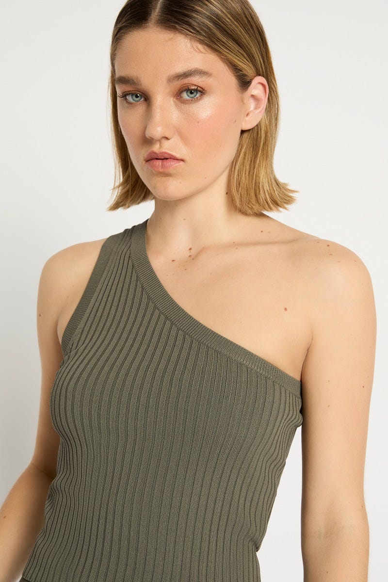 Khaki one shoulder best sale top